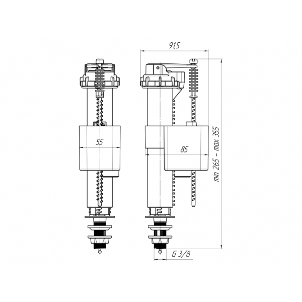 WС5530 Арматура нижняя 3/8 пластик