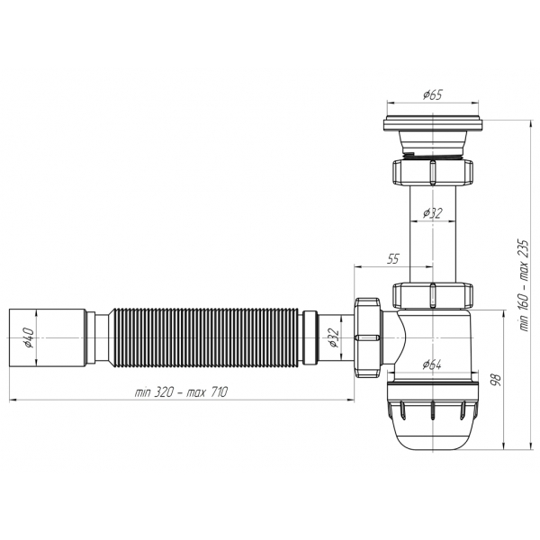BM1010 Сифон Ани 1 1/4*32 Юнг с тр 32*40