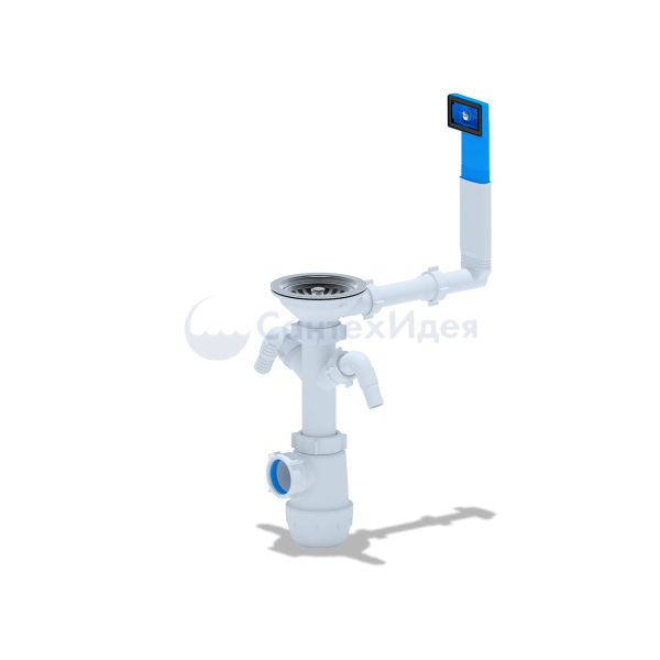 А0146 Сифон Ани Грот 3 1/2"*40 с двумя отводами для стиральной машины, с жестким переливом
