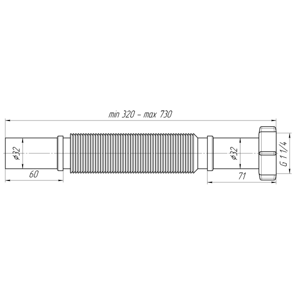 К203 Гибкая труба 1 1/4"*32 (320-730мм)
