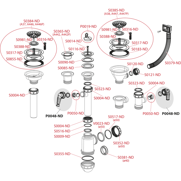 Донный клапан сифона для мойки 6/4" с нержавеющей peшeткой DN70 (A33)
