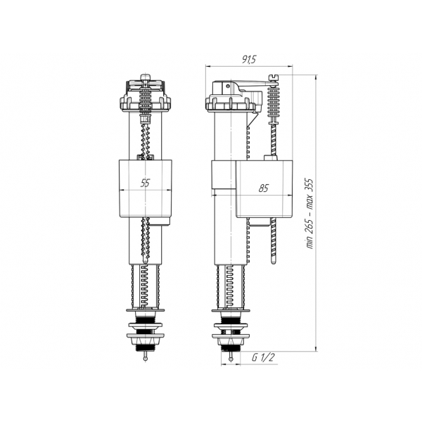 WС5510 Арматура нижняя 1/2 пластик