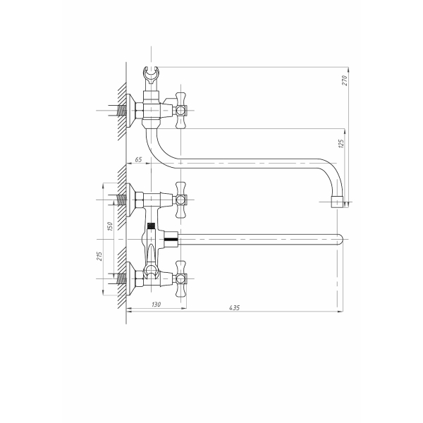 FZs-435- 07 Смеситель FAUZT д/ванны с душем FZs-435- 07 Смеситель FAUZT д/ванны с душем