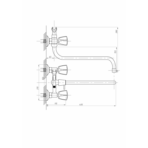 FZs-471-17 Смеситель FAUZT д/ванны с сдушем