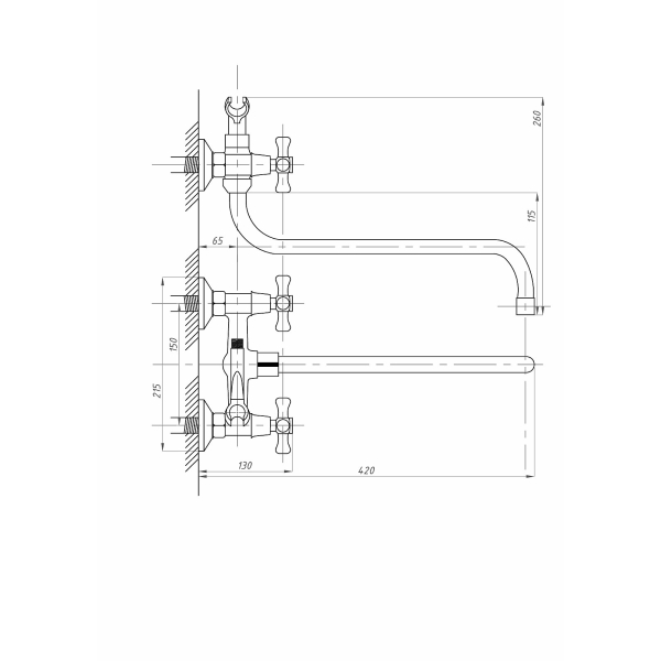FZs-511- 07 Смеситель FAUZT д/ванны с душем
