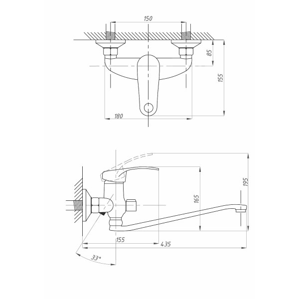 FZs-888-133 Смеситель FAUZT д/ванны с душем