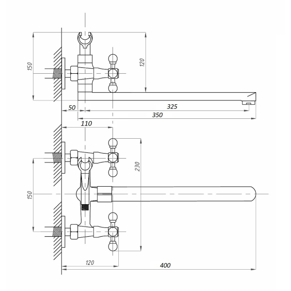 ПСМ-159-К/89 Смеситель д/ванны литой  букса