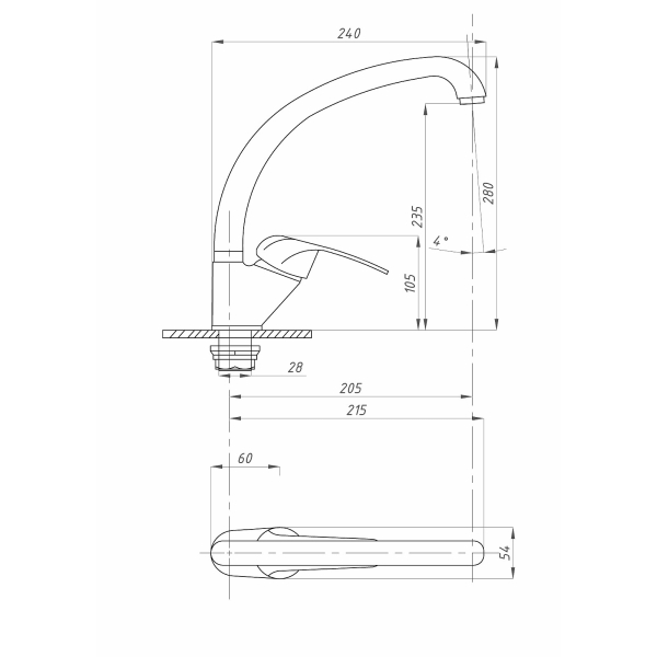 ПСМ-337-КТ/037 Смеситель для кухни бок ручка