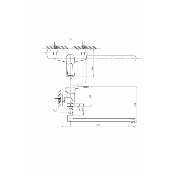 ПСМ-521-КТ/017 Смеситель для ванной 40 картридж