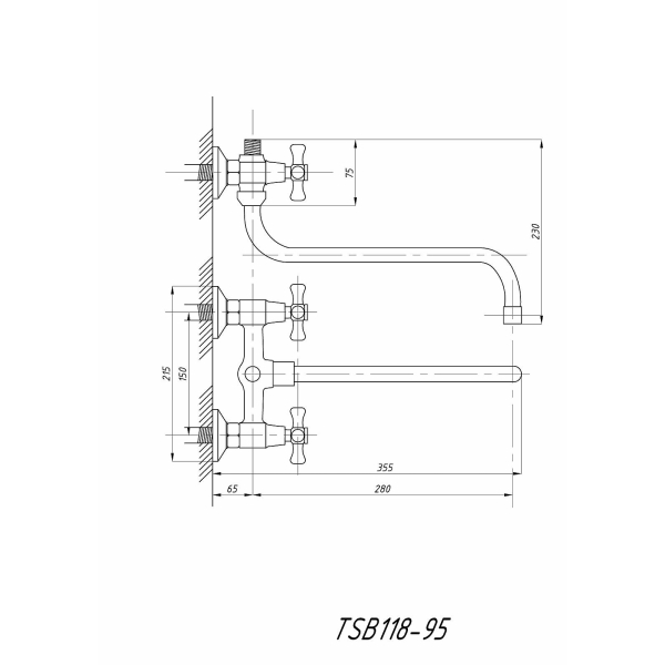 118-95 TSARSBERG Смеситель д/ванны