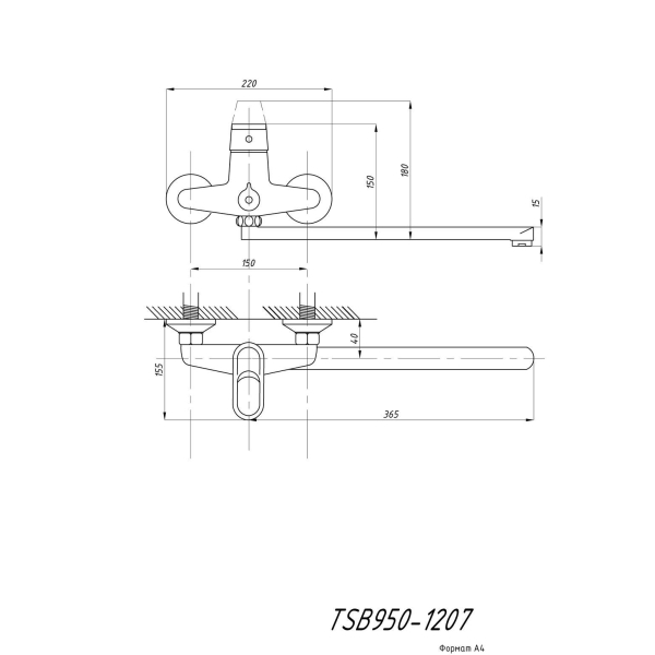 950-1207 TSARSBERG Смеситель д/ванны 950-1207 TSARSBERG Смеситель д/ванны