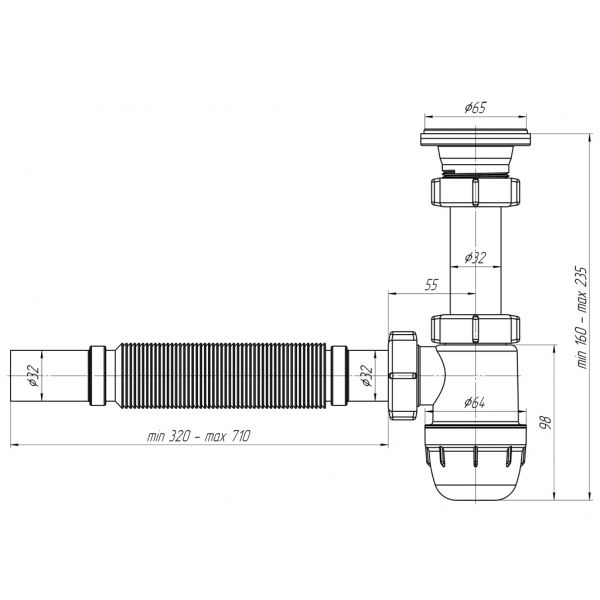BM1005 Сифон Ани 1 1/4*32 Юнг с тр 32*32