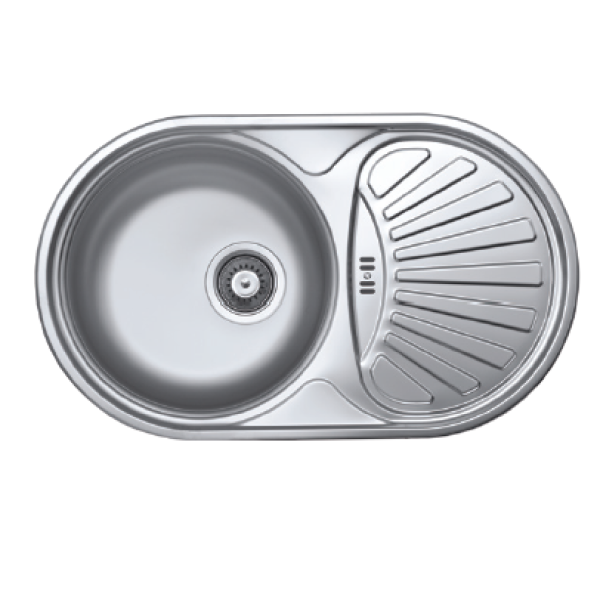 Мойка кух. врезная ЕС-466 44*74 БОЛ ОВАЛ левая чаша