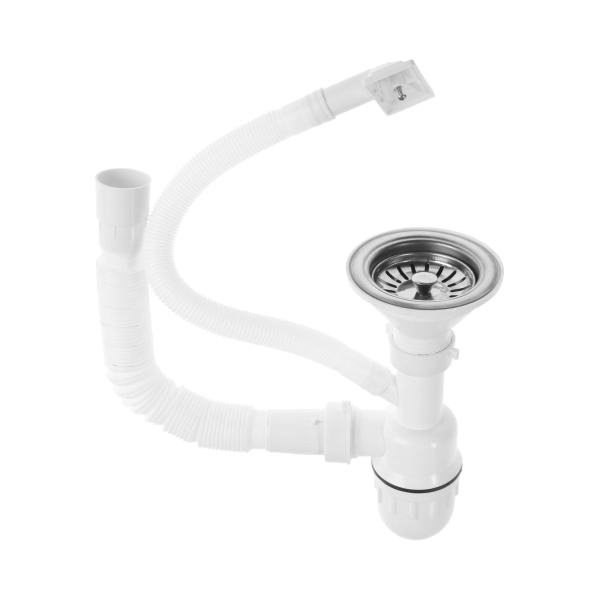 Сифон пластиковый с переливом с выпуском 3"1/2