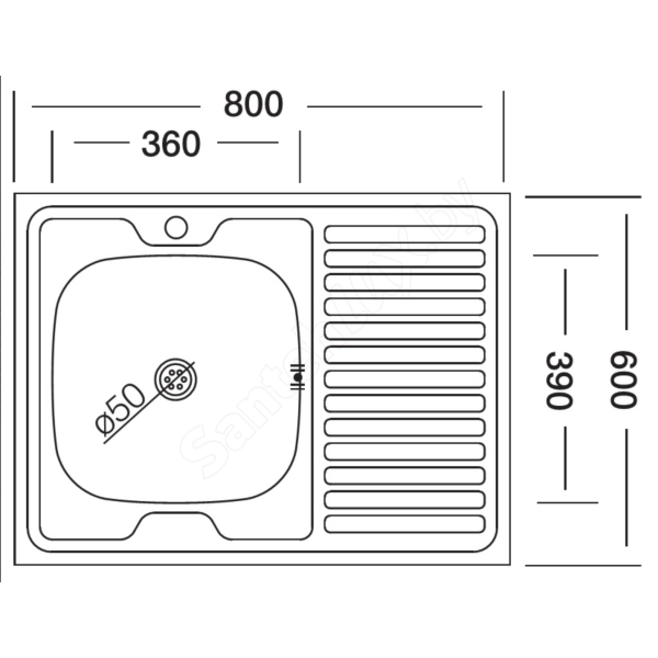 Мойка кух. EC-220М 60*80 левая чаша