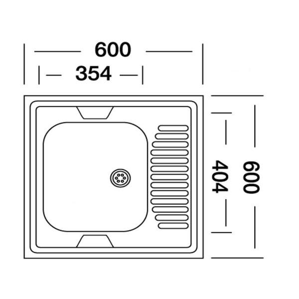 Мойка кух. EC-209М 60*60 левая чаша (нерж. 0,6); 1"1/2