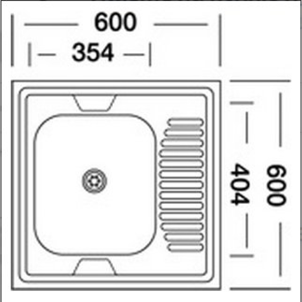 Мойка кух. EC-209М 60*60 правая чаша (нерж. 0,6); 1"1/2