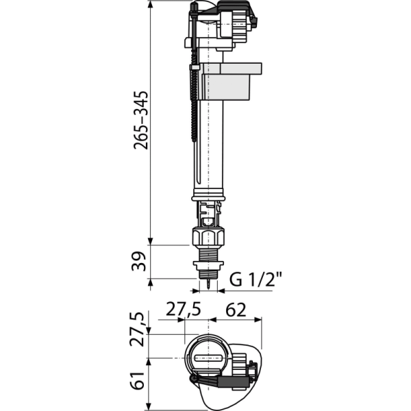 Впускной механизм с нижней подводкой и металлической резьбой A18-1/2"
