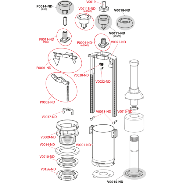 Сливной механизм со стоп-кнопкой A2000-CHROM