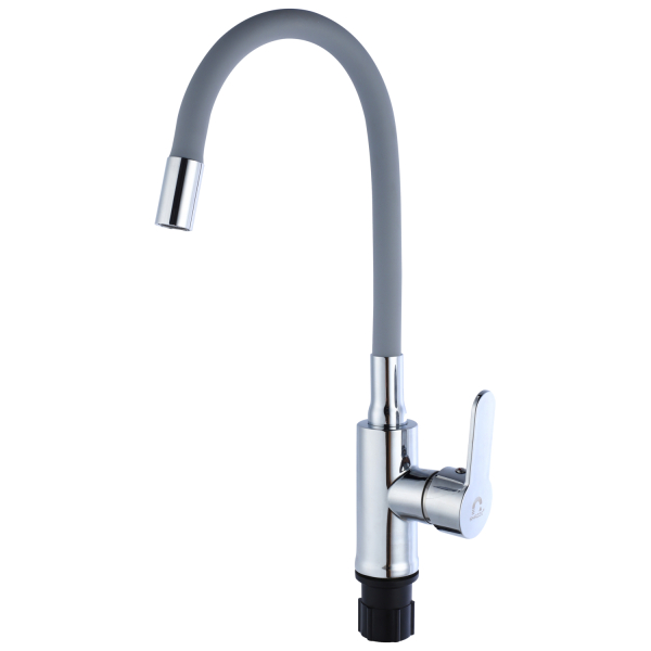 TSB-732-GR05 TSARSBERG Смеситель д/ кухни  гибкий излив СЕРЫЙ (ручка пластик)