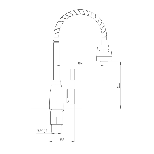 TSB-733-01 TSARSBERG Смеситель д/кухни гибк излив (ручка пластик)