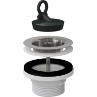 Донный клапан сифона для мойки 6/4" с нержавеющей peшeткой DN70 (A33)