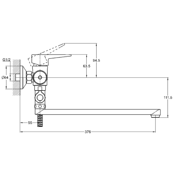 NUD6-A146 Glauf Смеситель для ванны с плоским поворотным изливом