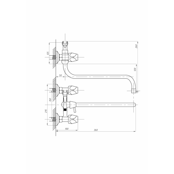 ПСМ-157-ЕК/75 Смеситель для ванной кер шар душ