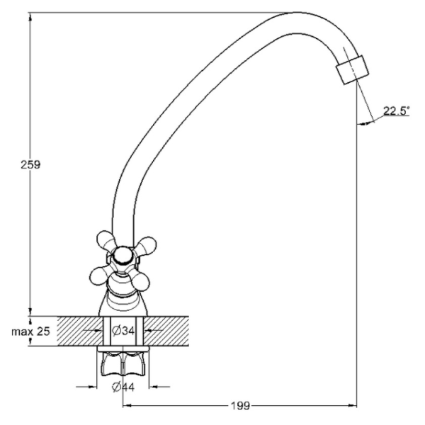 QFR4-А827 Смеситель для кухни 2-х ручк