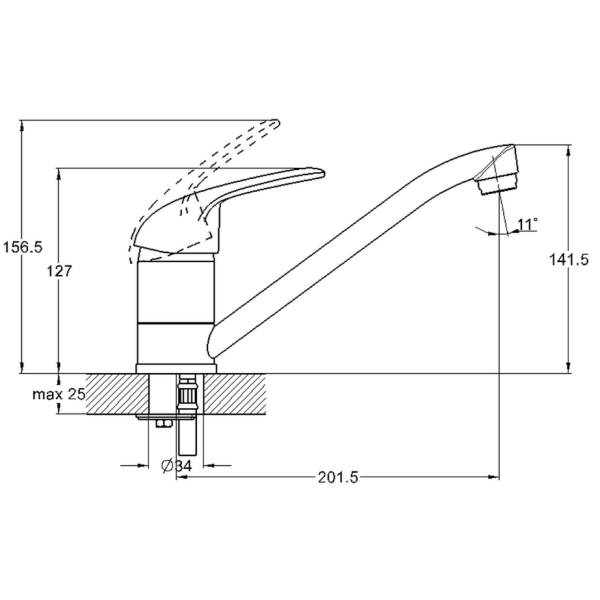 4Р4-А149 Смеситель для кухни 1 ручк