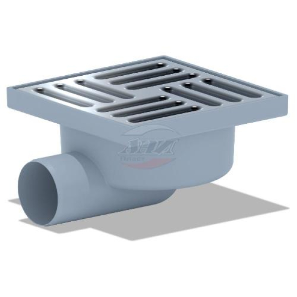 ТQ5112 Трап гориз. н/р с вып. 50мм, с нерж. реш. 150*150 сухой