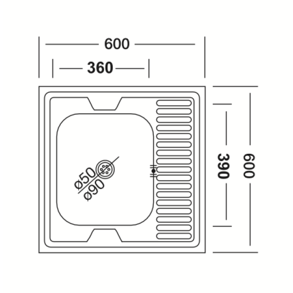 Мойка кух. S-409 60*60 правая чаша