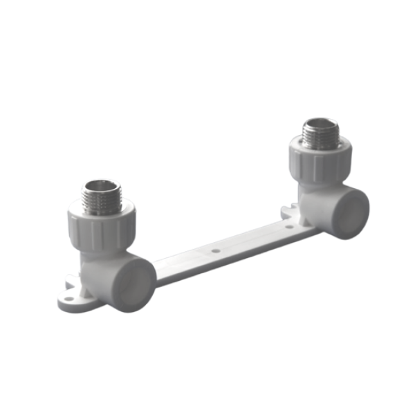 Двойной угольник (наст.комп-т) 20*1/2 с нар. резьбой PPRC (Белый)