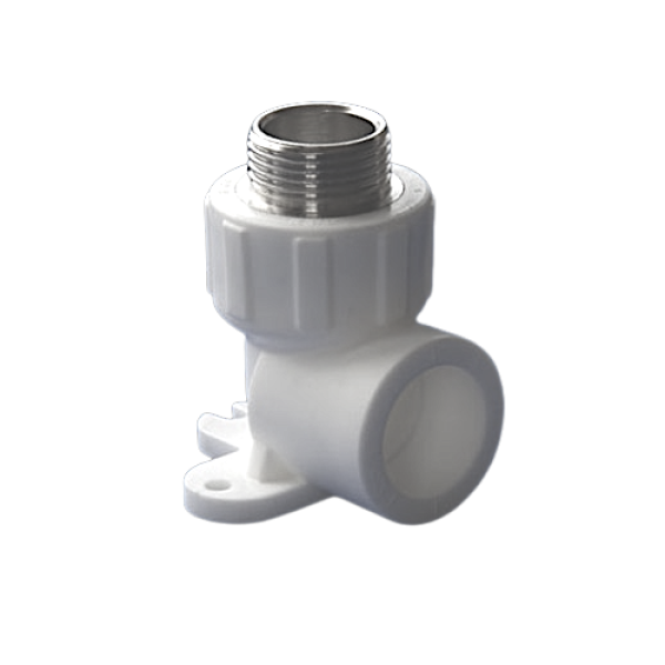 Угольник комб. 20*1/2 с нар. резьбой с крепл. PPRC (Белый)