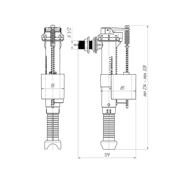 WС5010 Арматура боковая 1/2 пластик