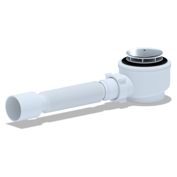 Е415C Сифон Ани для душевого поддона 1 1/2"*50*60 с гибкой трубой 375*40/50 хром