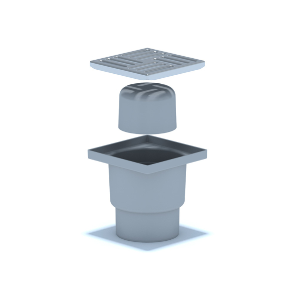 ТА1212 Трап вертик. н/р с вып. 110мм, с нерж. реш. 150*150