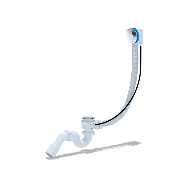 ЕМ311 Перелив полуавтомат с прямоточным сифоном, с переходной трубой 45° 40*50 580мм (ручка металл)