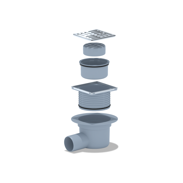 ТQ5602 Трап гориз. рег. с вып. 50мм, с метал. реш. 100*100 сухой