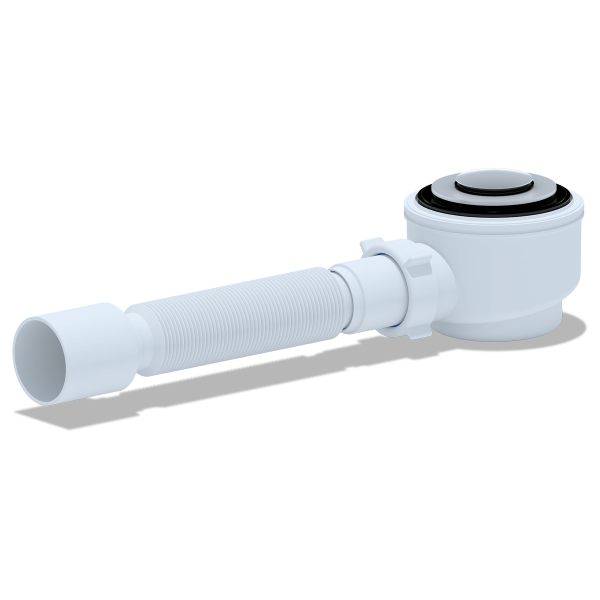 Е415CL Сифон АНИ для душевого поддона 1 1/2"*50 с гибкой трубой 375*40/50 хром, клик-клак