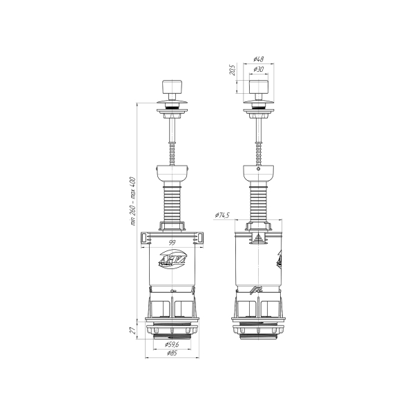 WС7040М Арматура спускная шток ручка метал