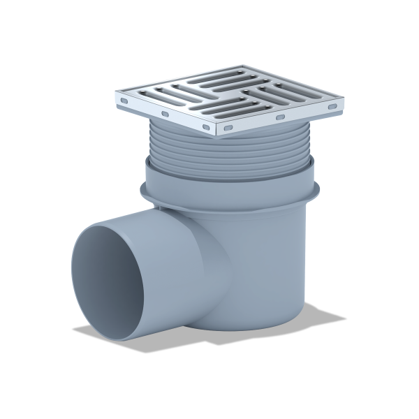 ТQ1612 Трап гориз. рег. с вып. 110мм, с нерж. реш. 150*150 сухой