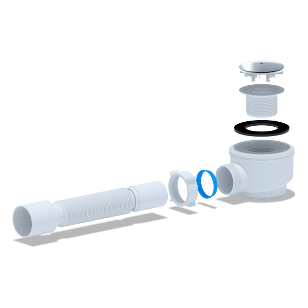 Е415C Сифон Ани для душевого поддона 1 1/2"*50*60 с гибкой трубой 375*40/50 хром