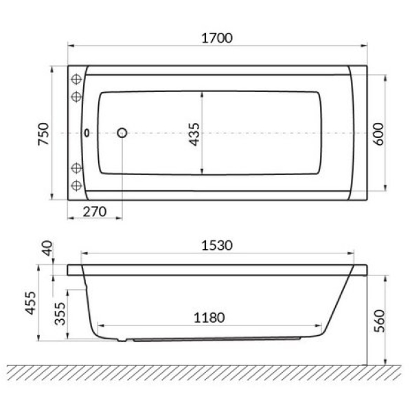 Ванна акриловая Excellent Aquaria 170х75