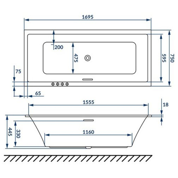 Ванна акриловая Excellent Heaven Slim 170x75 с ножками