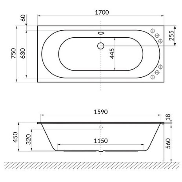 Ванна акриловая Excellent Oceana Slim 170х75