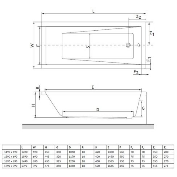 Ванна акриловая Excellent Wave Slim 180x80 с ножками