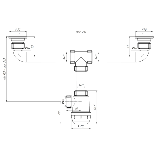 А3000 Сифон Ани Грот 1 1/2"х40 двойной