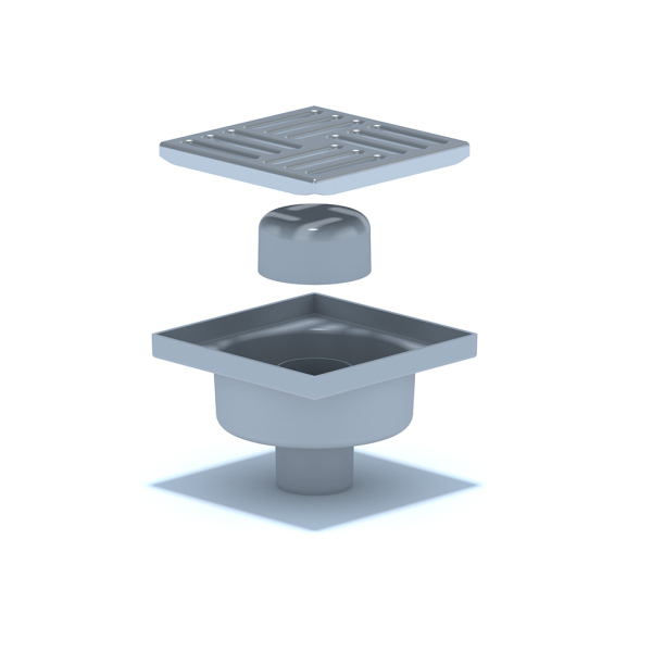 ТА5212 Трап вертик. н/р с вып. 50мм, с нерж. реш. 150*150