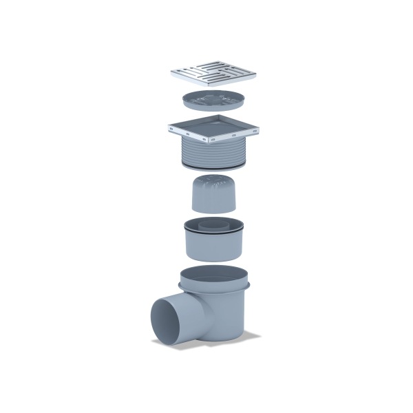 ТА1612 Трап гориз. рег. с вып. 110мм, с нерж. реш. 150*150